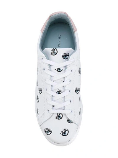 Shop Chiara Ferragni Eyes All Over Sneakers - White