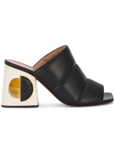 Shop Marni Black Leather Sabot 90 Mules