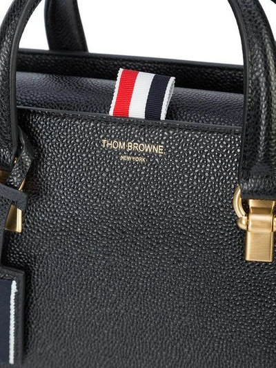 Shop Thom Browne Tri-colour Detail Tote In Black