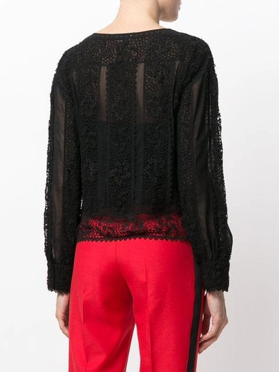 Shop Red Valentino Lace Style Sheer Blouse - Black