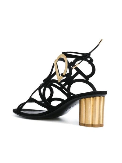 Shop Ferragamo Gancio Strappy Sandals In Black