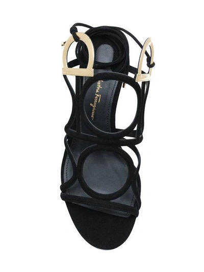 Shop Ferragamo Gancio Strappy Sandals In Black