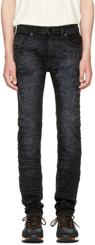 Diesel Black Thommer Scratch Jeans