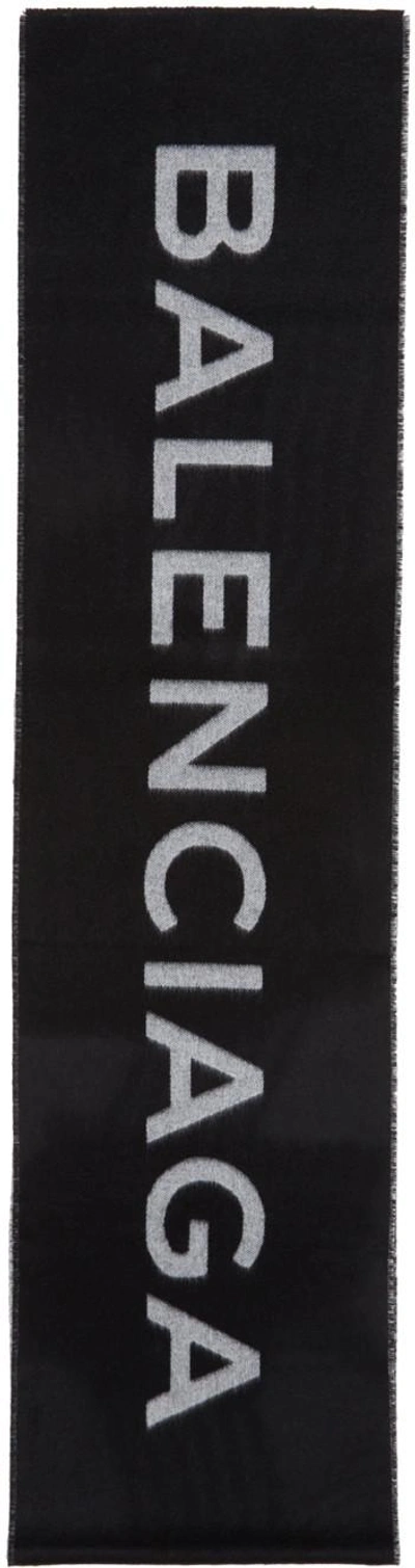 Shop Balenciaga Black Logo Scarf