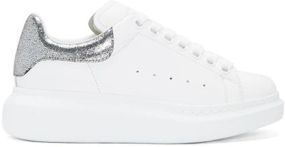 Shop Alexander Mcqueen White And Silver Oversized Sneakers In 9071 White/silver