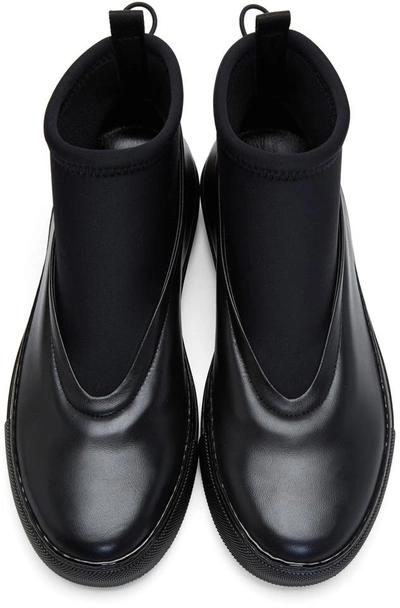Shop Marni Black Neoprene & Leather Sock Boots