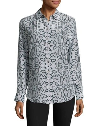 Shop Equipment Python Printed Silk Blouse In Mineral Grey Multi