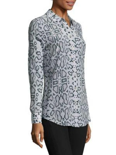 Shop Equipment Python Printed Silk Blouse In Mineral Grey Multi
