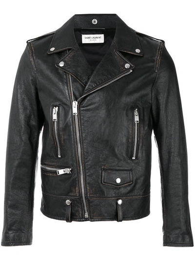 Saint Laurent Classic Motorcycle Puffer Jackets Black
