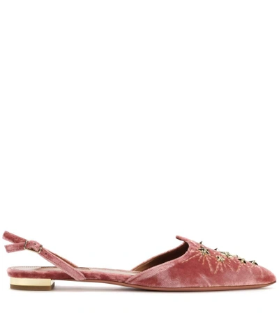 Shop Aquazzura Exclusive To Mytheresa.com - Nairobi Velvet Ballerinas In Pink