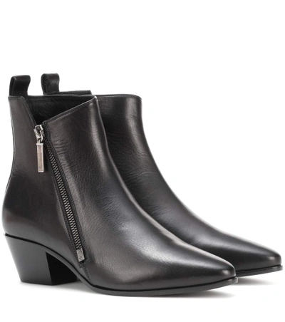 Saint Laurent Asymmetric-zip Leather Bootie, Black