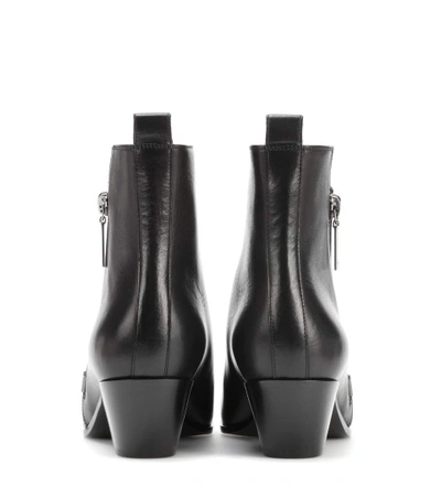 Shop Saint Laurent Leather Ankle Boots In Eero