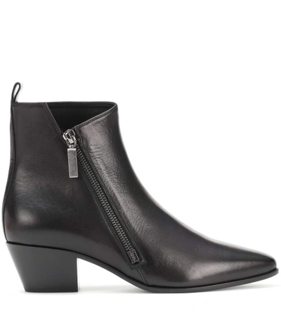 Shop Saint Laurent Leather Ankle Boots In Eero