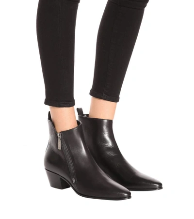 Shop Saint Laurent Leather Ankle Boots In Eero