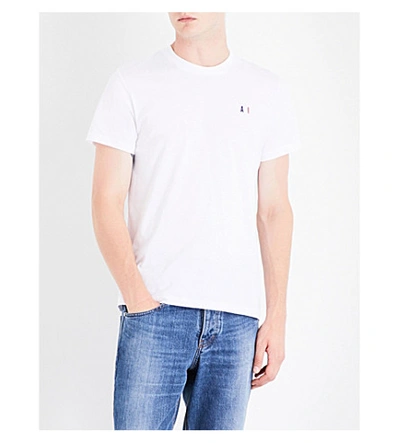 Ami Alexandre Mattiussi Logo-embroidered Cotton-jersey T-shirt In White
