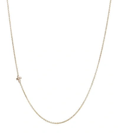 Shop Sydney Evan Tiny Cross 14kt Gold And Diamond Necklace In No