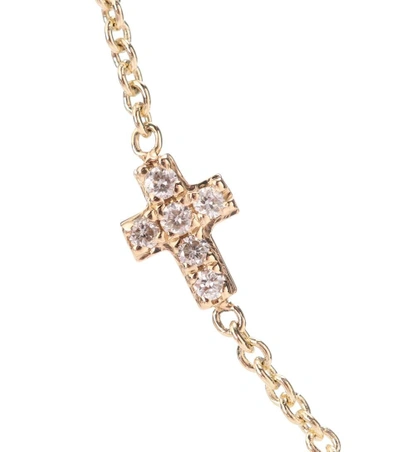Shop Sydney Evan Tiny Cross 14kt Gold And Diamond Necklace In No