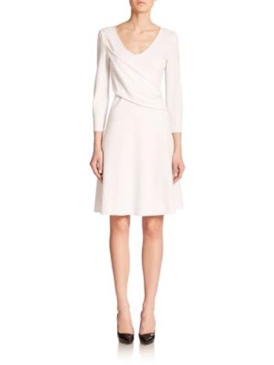 Giorgio Armani Ponte Draped-front Dress In Pearl