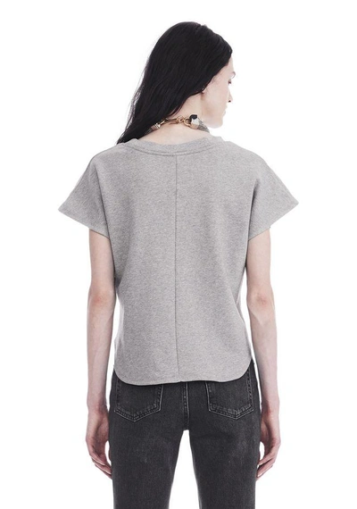 Shop Alexander Wang Short Sleeve Wrap Front Top In Gray