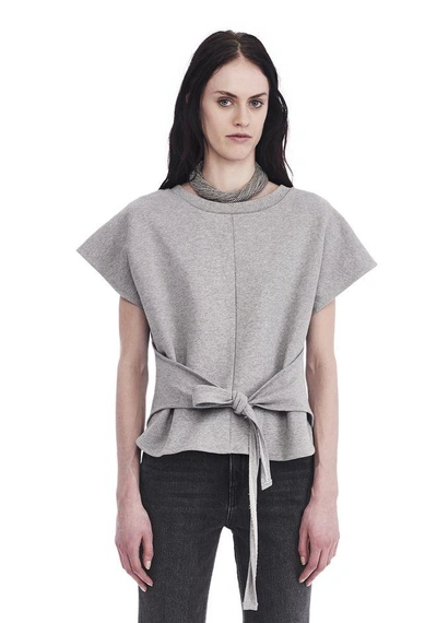 Shop Alexander Wang Short Sleeve Wrap Front Top In Gray