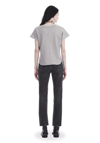 Shop Alexander Wang Short Sleeve Wrap Front Top In Gray