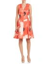 LELA ROSE Floral-Print V-Neck Dress,0400095200716