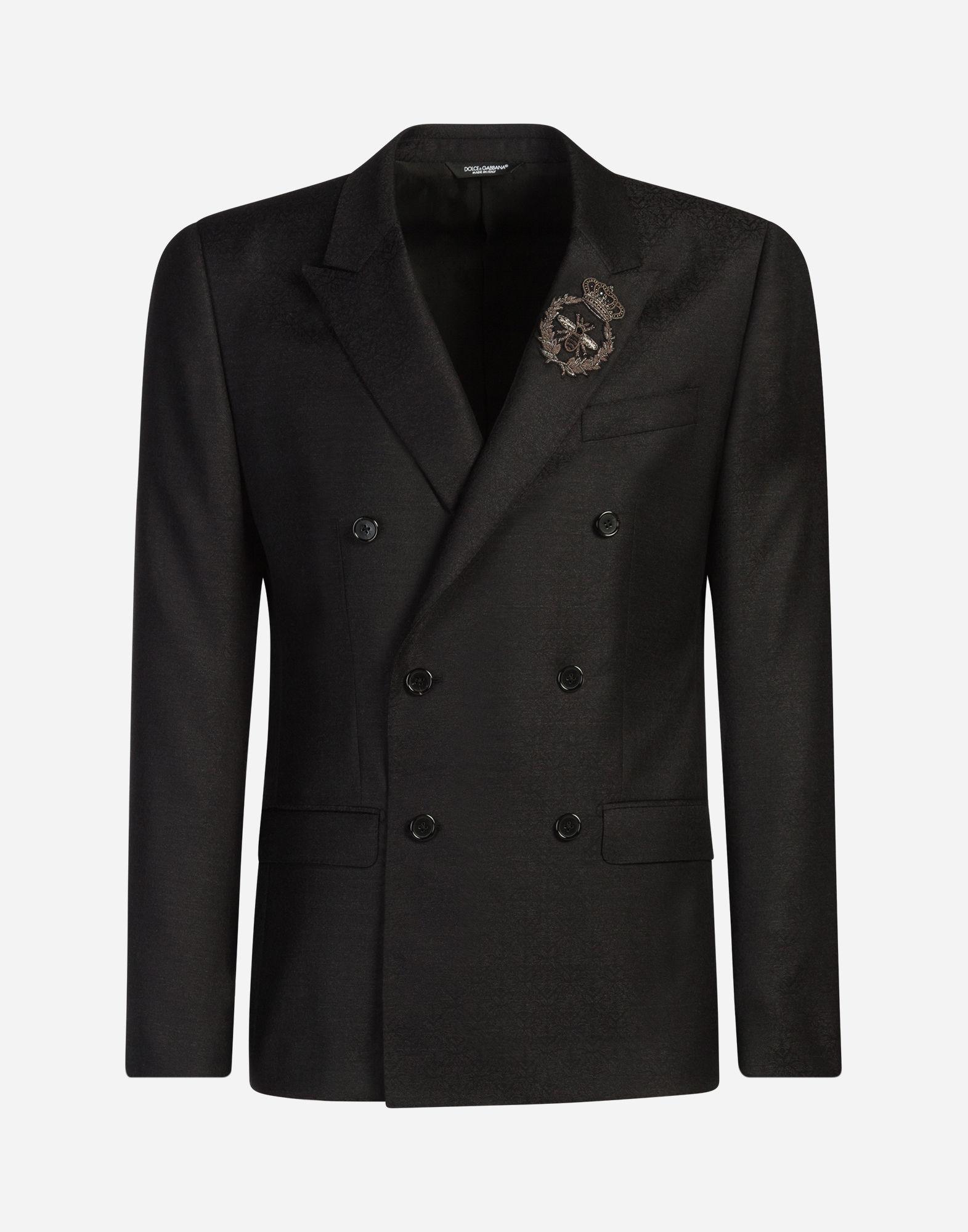 Dolce & Gabbana Two-piece Double-breasted Wool Suit With Patch In Gray ...