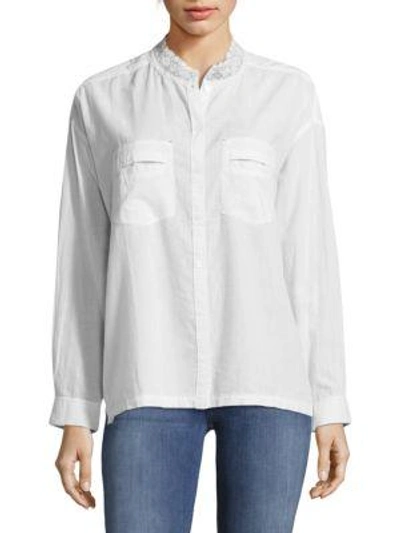 Zadig & Voltaire Turn Stand Collar Cotton Button-down Shirt In White