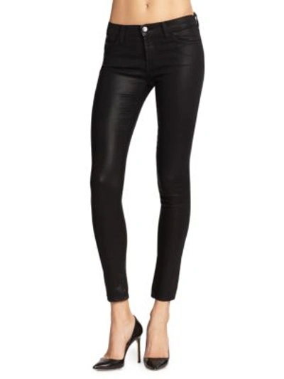 J Brand Coated-tencel Skinny Jeans In Lacquard Black