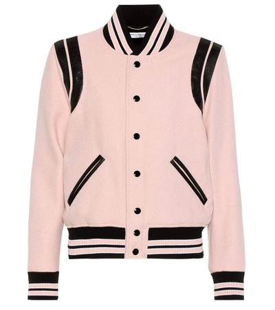 Shop Saint Laurent Classic Teddy Wool-blend Bomber Jacket In Pink
