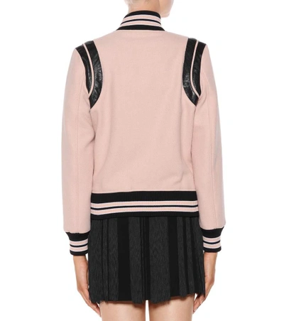 Shop Saint Laurent Classic Teddy Wool-blend Bomber Jacket In Pink