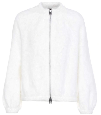 Tom Ford Angora-blend Knitted Cardigan In Chalk