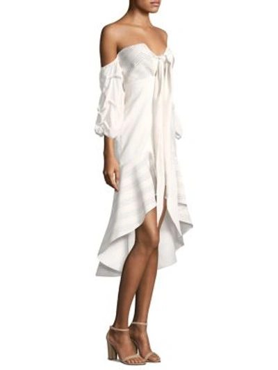 Shop Alexis Zuki Off-the-shoulder Flounce Hem Silk Dress In White