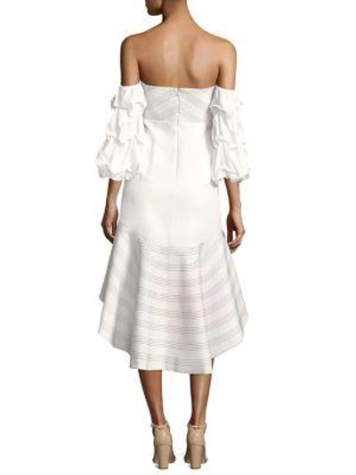 Shop Alexis Zuki Off-the-shoulder Flounce Hem Silk Dress In White