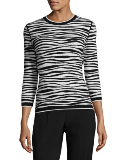 Hugo Boss Fatima Zebra Stripe Sweater In Black White