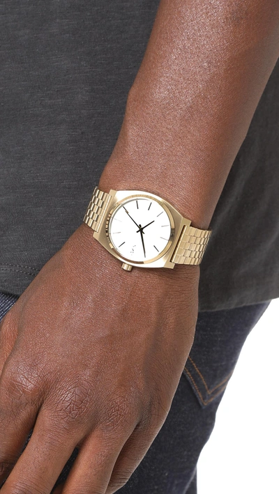 Shop Nixon Time Teller Watch In Gold/white