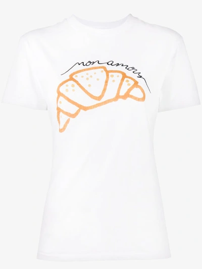 Ganni Moulin Croissant Print T-shirt In Lright White