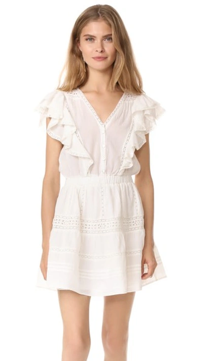 Loveshackfancy Sylvie Embroidered Cotton-voile Mini Dress In Antique White