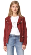 Golden Goose Chiodo Suede Biker Jacket In Bordeaux