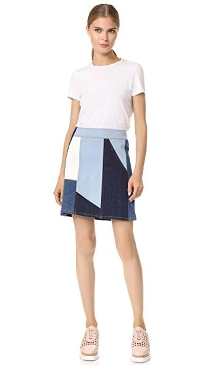 Shop Victoria Victoria Beckham Patchwork Skirt In Blue