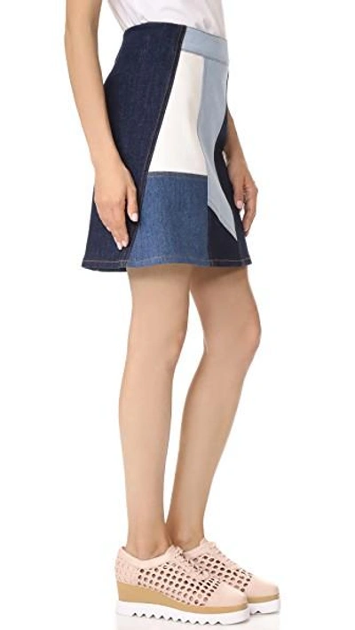 Shop Victoria Victoria Beckham Patchwork Skirt In Blue