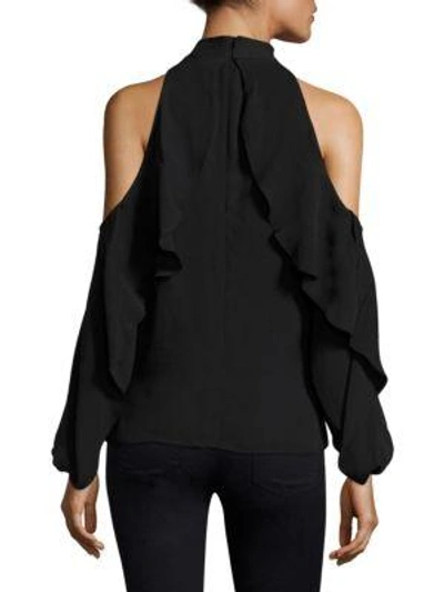 Kobi Halperin Adrienne Ruffled Cold-shoulder Silk Blouse In Black ...