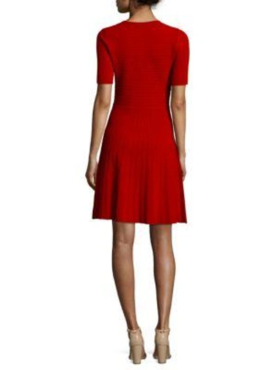 Shop Hugo Boss Frida Short Sleeves A-line Dress In Red