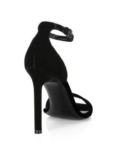 Shop Saint Laurent Amber Velvet Ankle-strap Sandals In Black