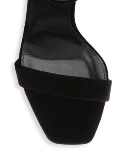 Shop Saint Laurent Amber Velvet Ankle-strap Sandals In Black