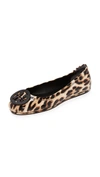 Tory Burch 'minnie' Travel Ballet Flat In Natural Leopard