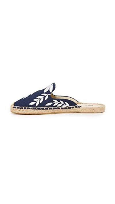 Shop Soludos Embroidered Floral Mules In Midnight/ivory
