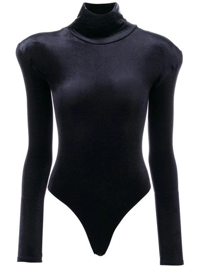 Shop Faith Connexion Velvet Turtleneck Bodysuit - Black