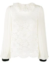 PHILOSOPHY DI LORENZO SERAFINI Pleated Lace Blouse,DRYCLEANONLY