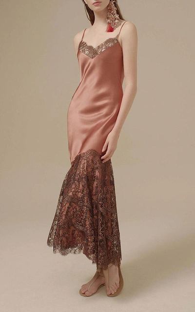 Shop Johanna Ortiz La Maria Lace Embellished Slip Dress